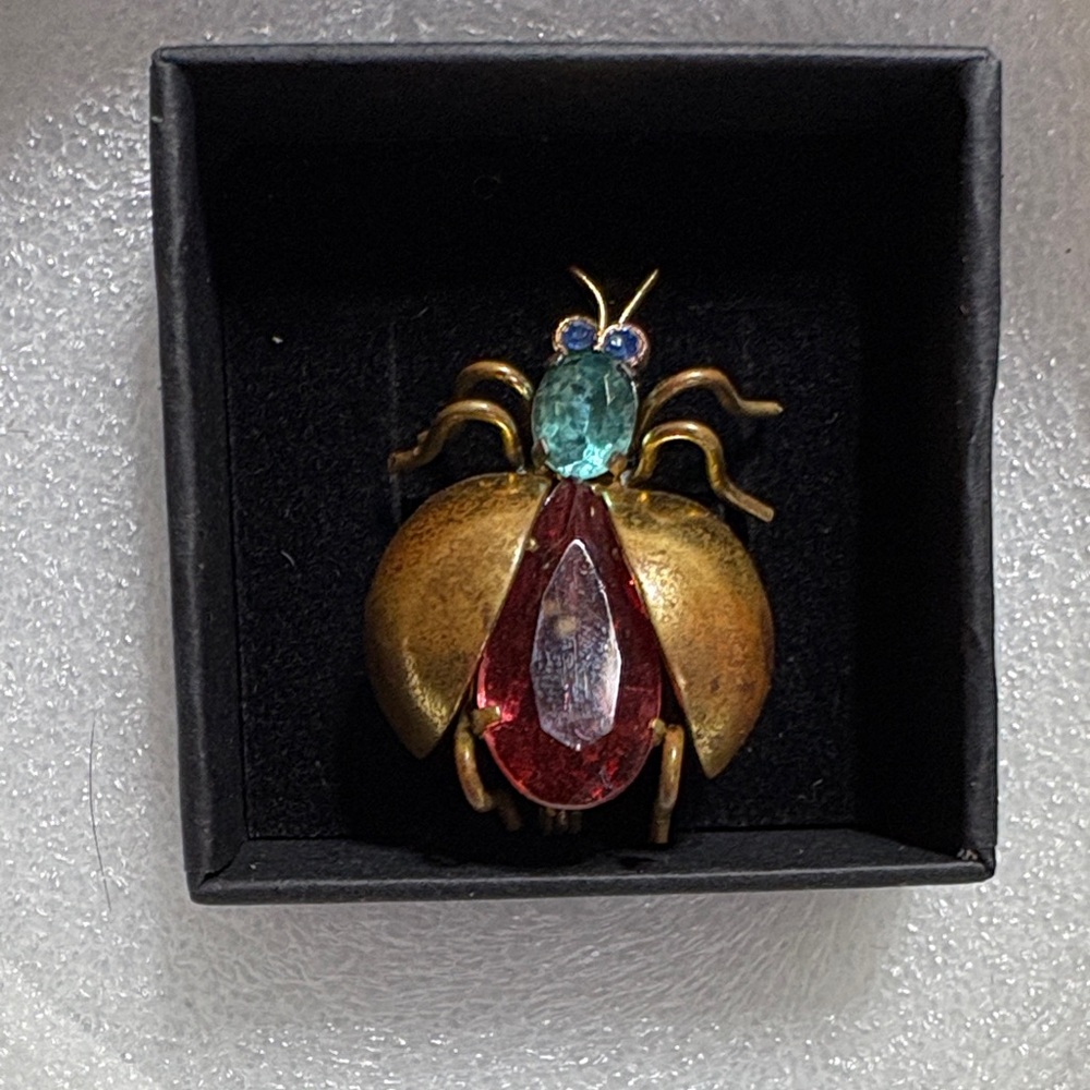 Vintage signed beetle brooch